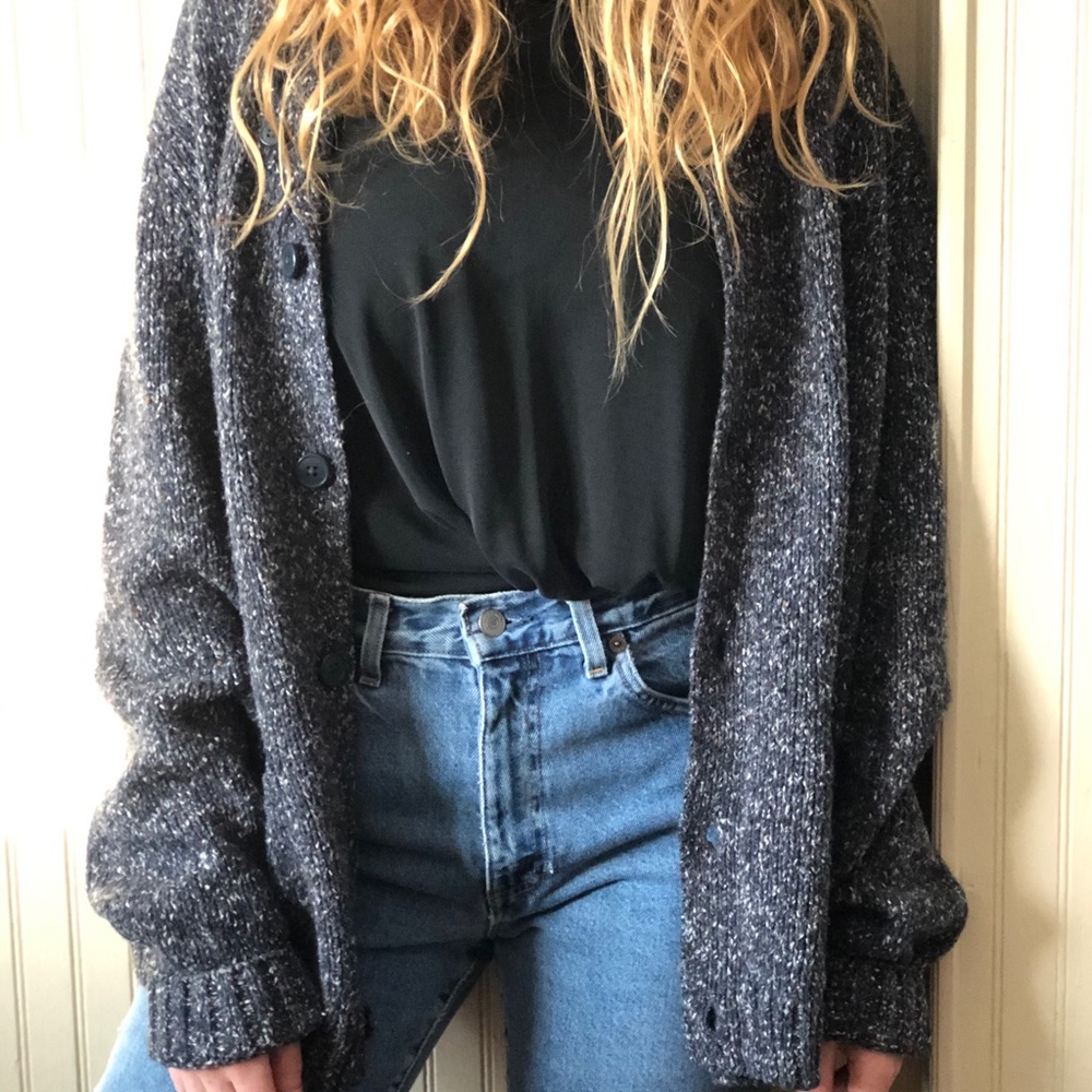 a soft thick grey cardigan